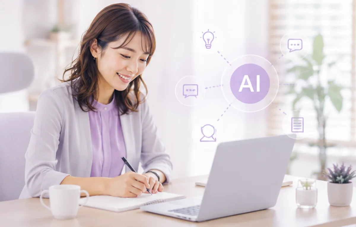 AIを活用しながら学ぶ受講者のイメージ